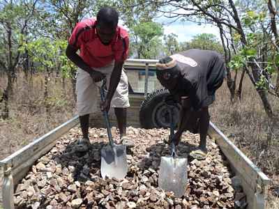 Shovelling rocks