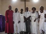 Bishop André and five confirmation candidates