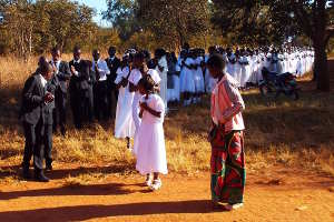 Candidates processing to church