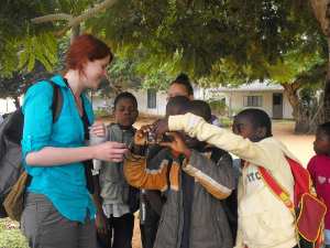 Mariko Chadwick with Maciene pupils